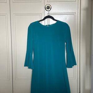 Tommy Hilfiger Blue Shift Dress with 3/4 Flared Sleeves Zipper in Back Size 4